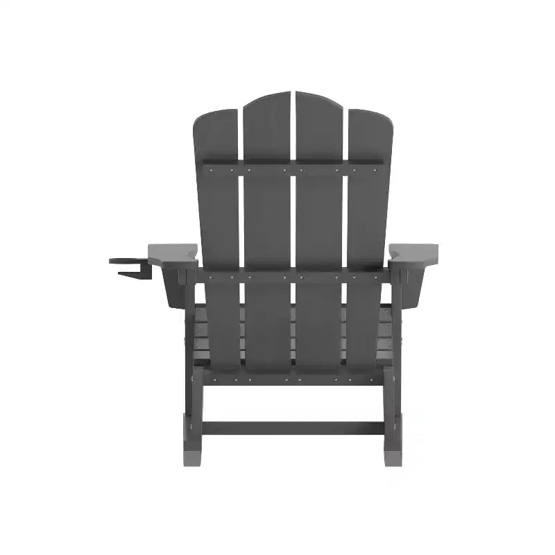 Merrick Lane HDPE Adirondack Chair with Cup Holder and Pull Out Ottoman, All-Weather HDPE Indoor/Outdoor Chair