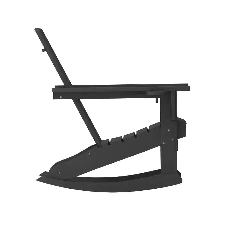 Emma and Oliver Set of 2 Adirondack Rocking Chairs with Cup Holders, Weather Resistant HDPE Adirondack Rocking Chairs