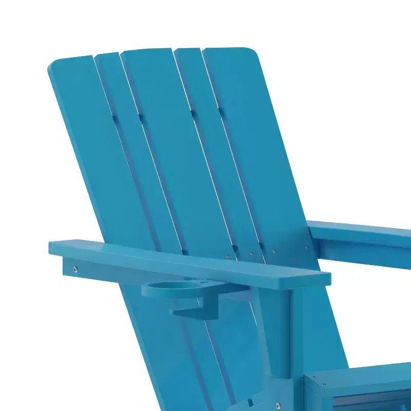 Emma and Oliver Set of 2 Adirondack Rocking Chairs with Cup Holders, Weather Resistant HDPE Adirondack Rocking Chairs