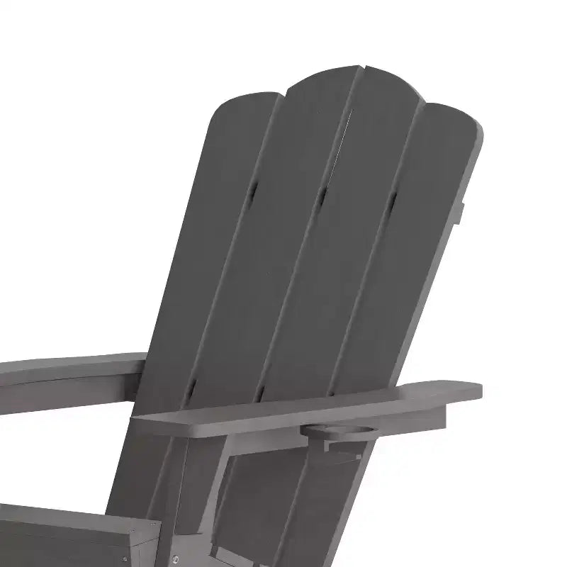 Emma and Oliver Set of 2 Adirondack Rocking Chairs with Cup Holders, Weather Resistant HDPE Adirondack Rocking Chairs