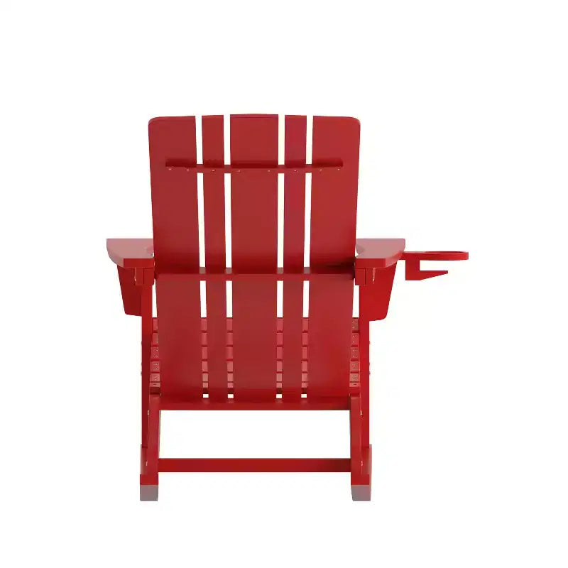 Emma and Oliver Set of 2 Adirondack Rocking Chairs with Cup Holders, Weather Resistant HDPE Adirondack Rocking Chairs