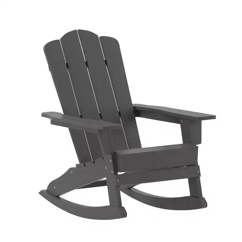 Emma and Oliver Set of 2 Adirondack Rocking Chairs with Cup Holders, Weather Resistant HDPE Adirondack Rocking Chairs