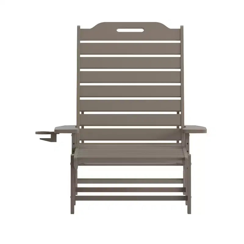 Merrick Lane Gaylord Set of 2 Adjustable Adirondack Loungers with Cup Holders- All-Weather Indoor/Outdoor HDPE Lounge Chairs