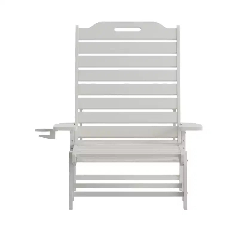Merrick Lane Gaylord Set of 2 Adjustable Adirondack Loungers with Cup Holders- All-Weather Indoor/Outdoor HDPE Lounge Chairs