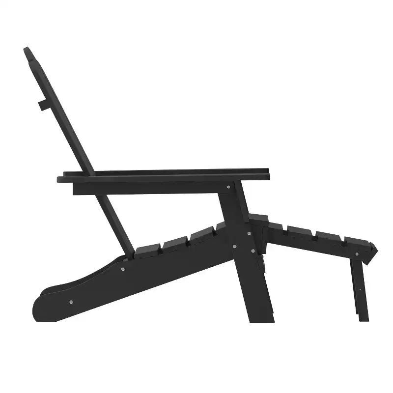Merrick Lane HDPE Adirondack Chair with Cup Holder and Pull Out Ottoman, All-Weather HDPE Indoor/Outdoor Lounge Chair