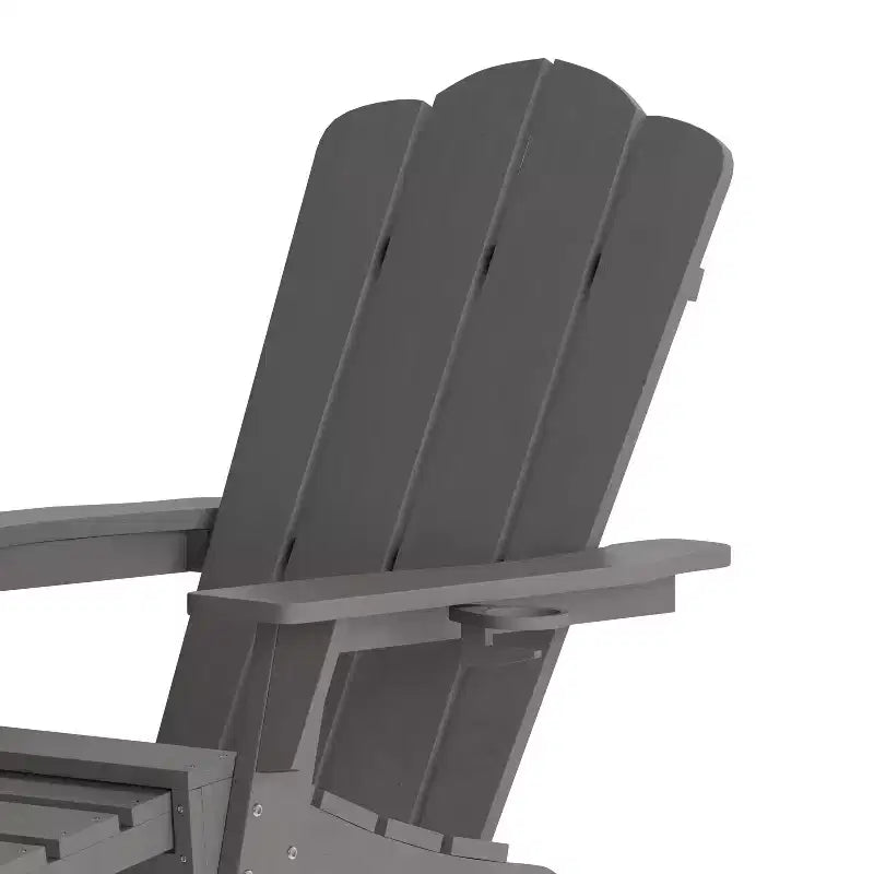 Merrick Lane HDPE Adirondack Chair with Cup Holder and Pull Out Ottoman, All-Weather HDPE Indoor/Outdoor Lounge Chair
