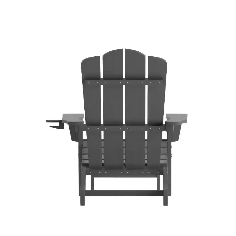 Merrick Lane HDPE Adirondack Chair with Cup Holder and Pull Out Ottoman, All-Weather HDPE Indoor/Outdoor Lounge Chair