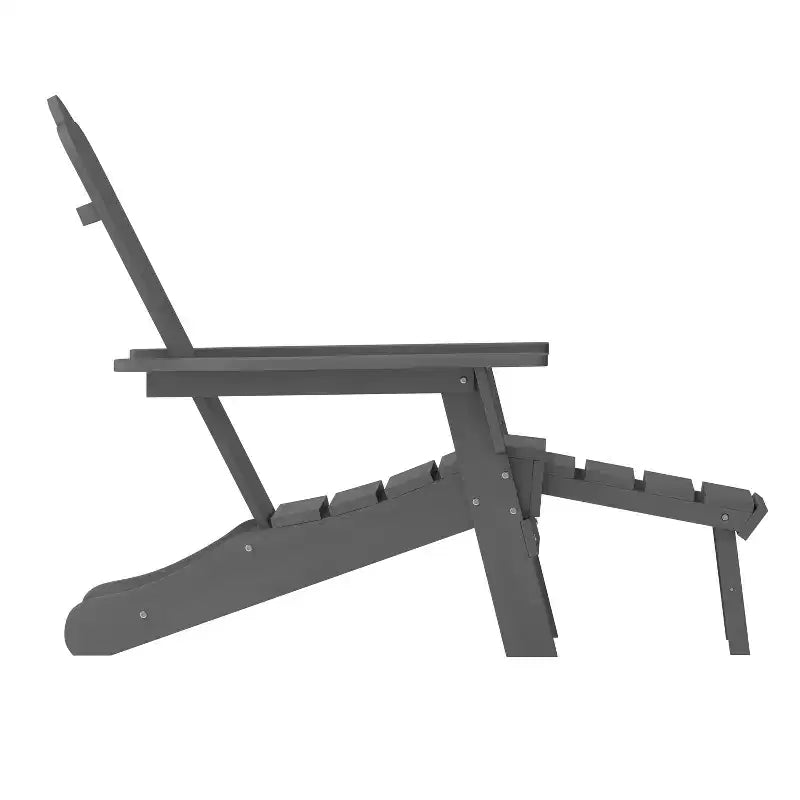 Merrick Lane HDPE Adirondack Chair with Cup Holder and Pull Out Ottoman, All-Weather HDPE Indoor/Outdoor Lounge Chair