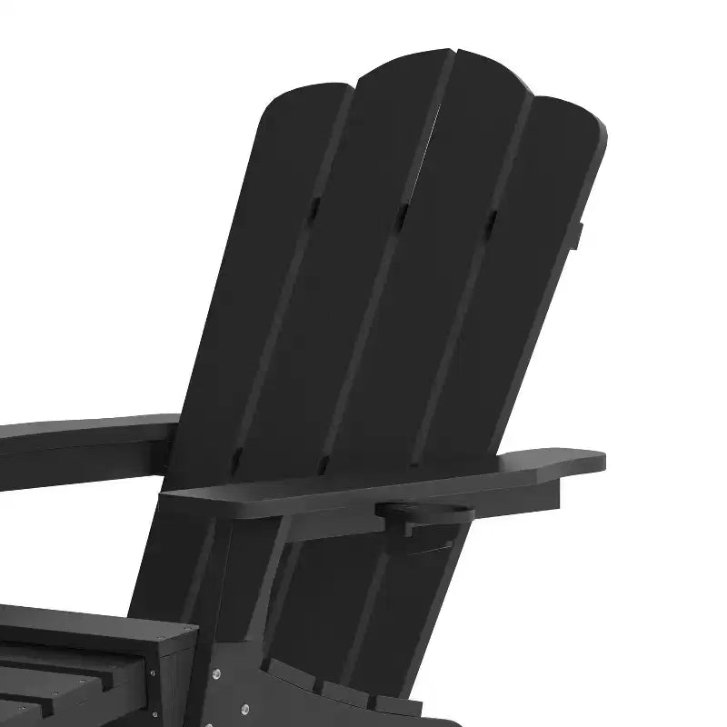 Merrick Lane HDPE Adirondack Chair with Cup Holder and Pull Out Ottoman, All-Weather HDPE Indoor/Outdoor Lounge Chair