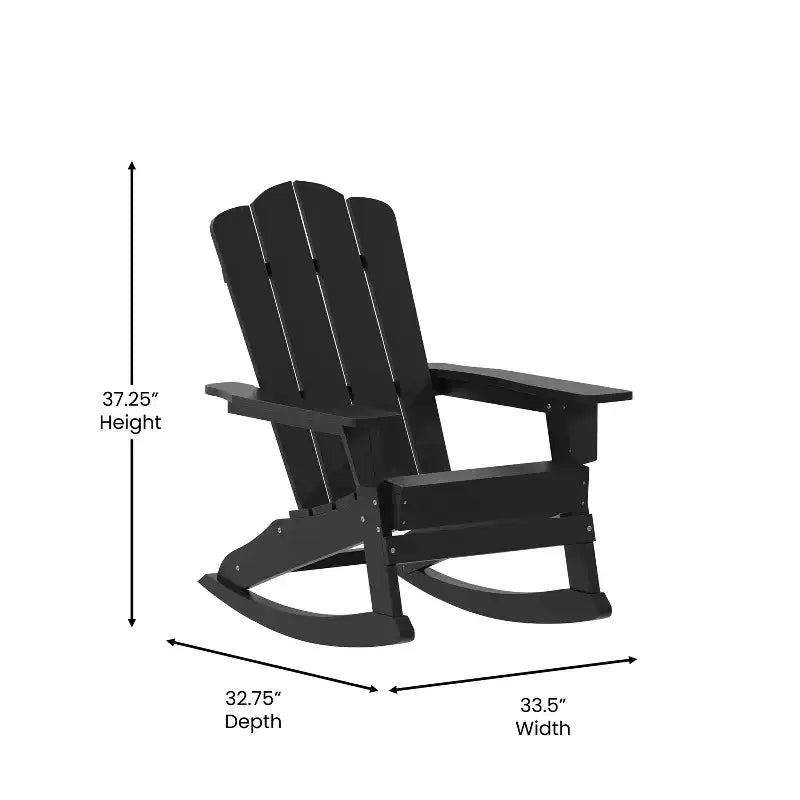 Emma and Oliver Adirondack Rocking Chair with Cup Holder, Weather Resistant HDPE Adirondack Rocking Chair