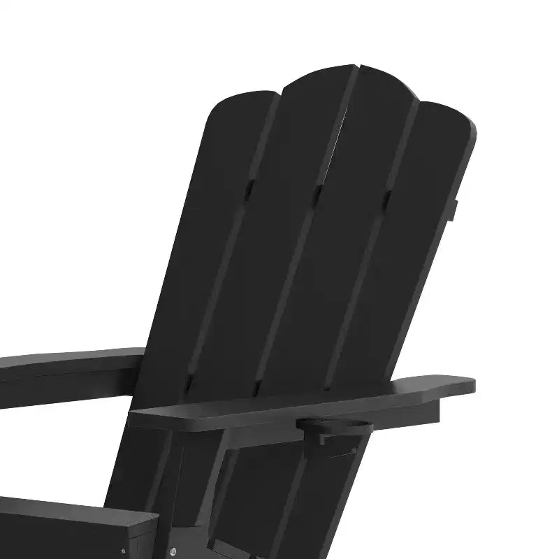 Emma and Oliver Adirondack Rocking Chair with Cup Holder, Weather Resistant HDPE Adirondack Rocking Chair