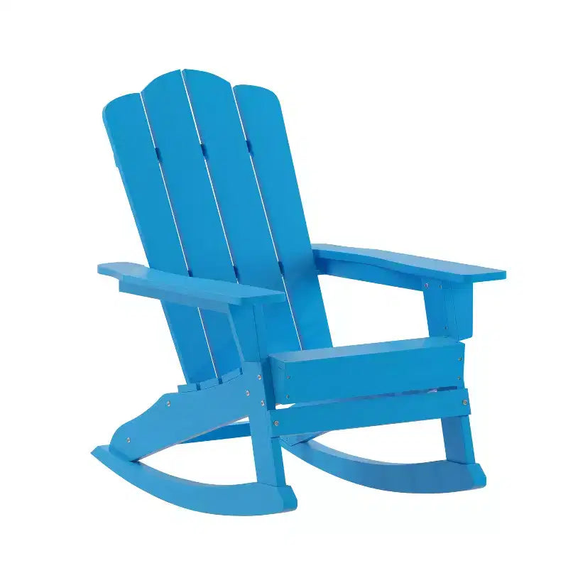 Emma and Oliver Adirondack Rocking Chair with Cup Holder, Weather Resistant HDPE Adirondack Rocking Chair