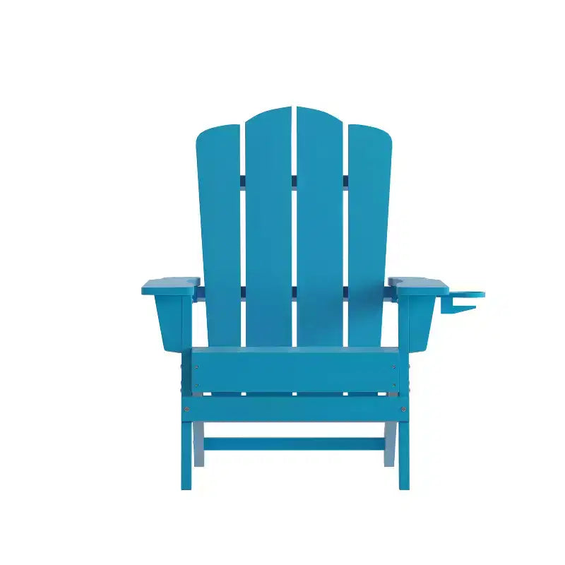 Emma and Oliver Set of 2 Adirondack Chairs with Cup Holders, Weather Resistant HDPE Adirondack Chairs