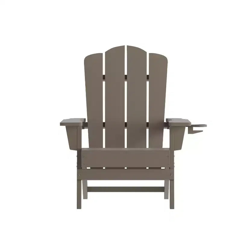 Emma and Oliver Set of 2 Adirondack Chairs with Cup Holders, Weather Resistant HDPE Adirondack Chairs