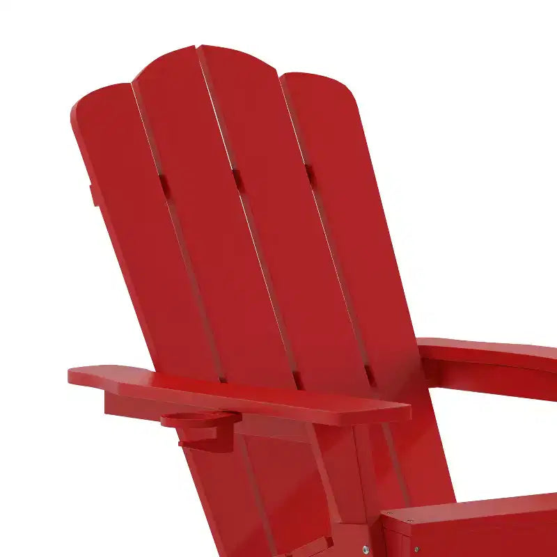 Emma and Oliver Set of 2 Adirondack Chairs with Cup Holders, Weather Resistant HDPE Adirondack Chairs