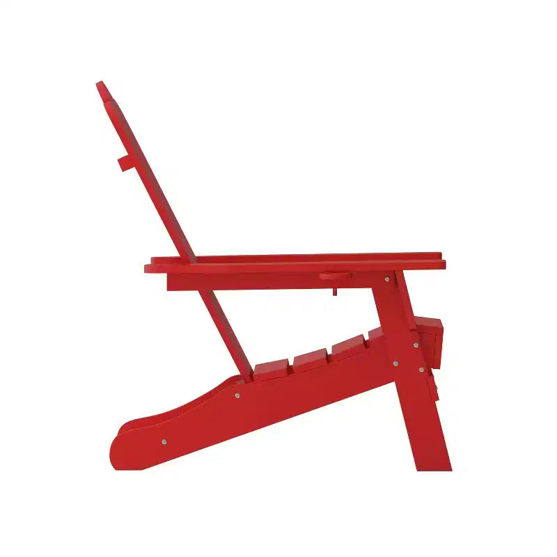 Emma and Oliver Set of 2 Adirondack Chairs with Cup Holders, Weather Resistant HDPE Adirondack Chairs