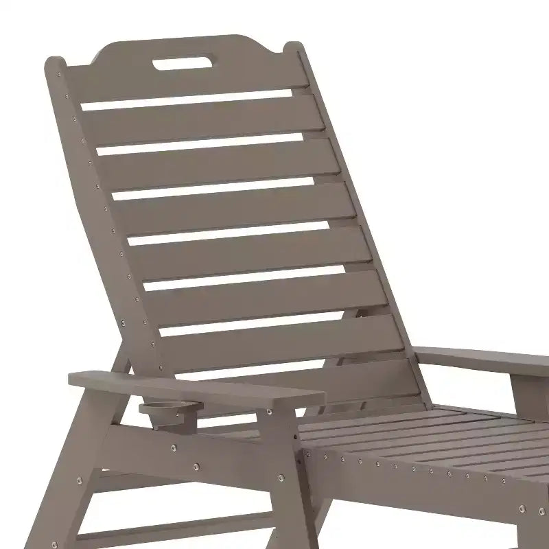 Flash Furniture Monterey Adjustable Adirondack Lounger with Cup Holder- All-Weather Indoor/Outdoor HDPE Lounge Chair