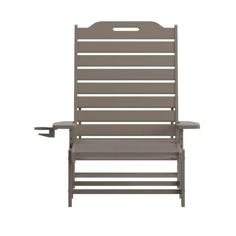 Flash Furniture Monterey Adjustable Adirondack Lounger with Cup Holder- All-Weather Indoor/Outdoor HDPE Lounge Chair