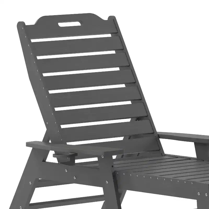 Flash Furniture Monterey Adjustable Adirondack Lounger with Cup Holder- All-Weather Indoor/Outdoor HDPE Lounge Chair