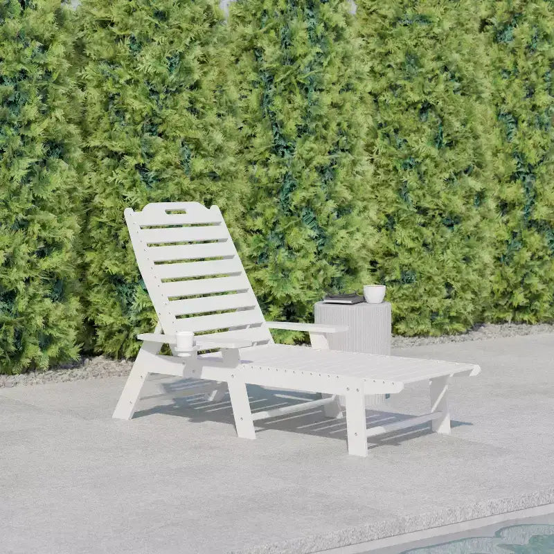 Flash Furniture Monterey Adjustable Adirondack Lounger with Cup Holder- All-Weather Indoor/Outdoor HDPE Lounge Chair