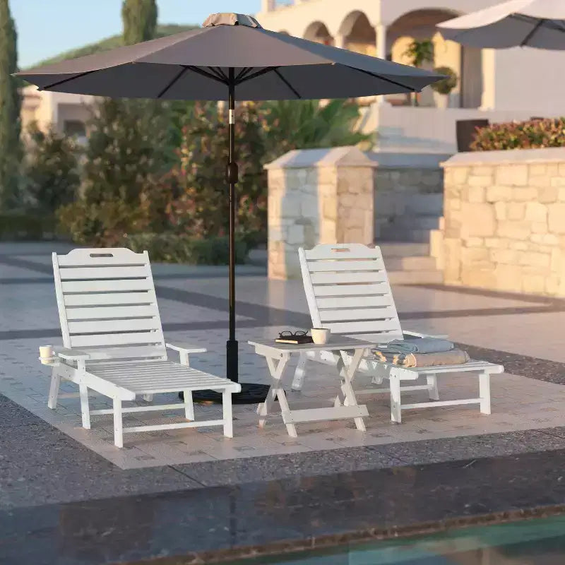 Flash Furniture Monterey Adjustable Adirondack Lounger with Cup Holder- All-Weather Indoor/Outdoor HDPE Lounge Chair