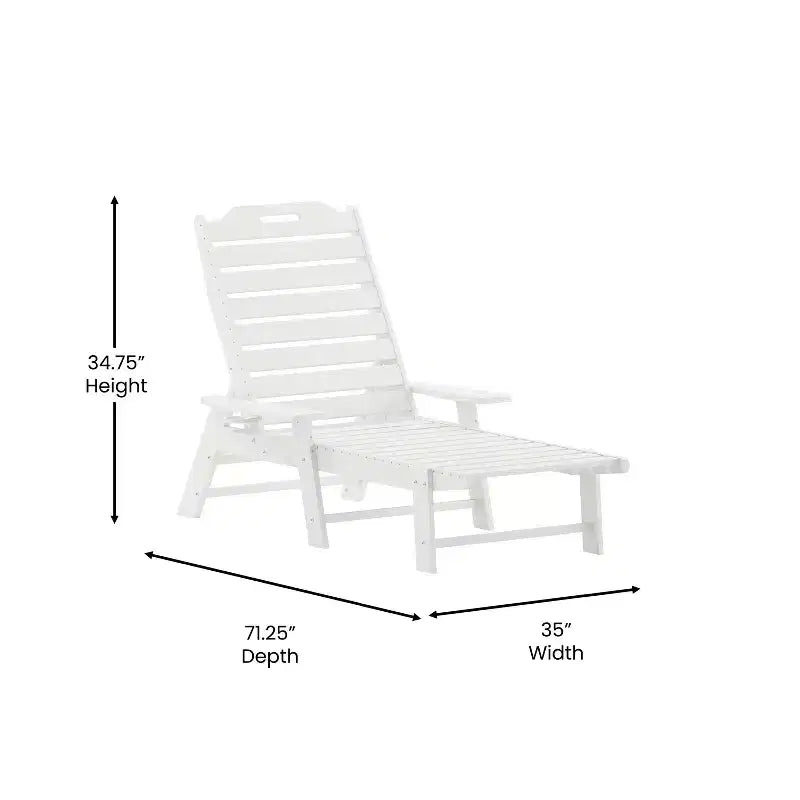 Flash Furniture Monterey Adjustable Adirondack Lounger with Cup Holder- All-Weather Indoor/Outdoor HDPE Lounge Chair