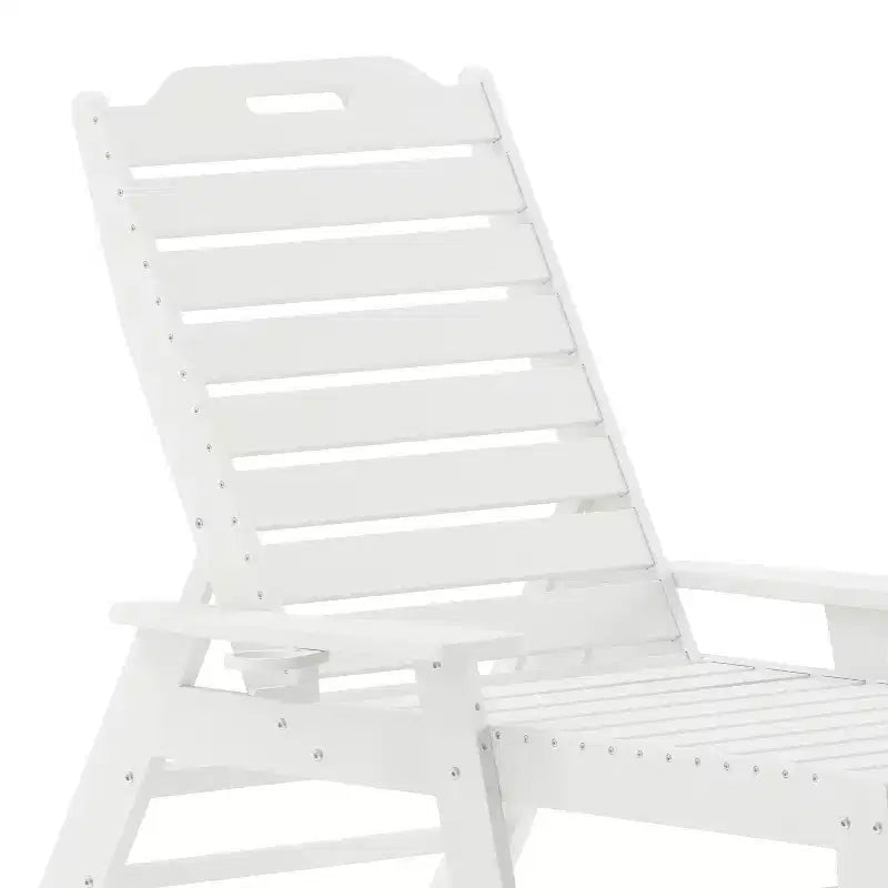 Flash Furniture Monterey Adjustable Adirondack Lounger with Cup Holder- All-Weather Indoor/Outdoor HDPE Lounge Chair