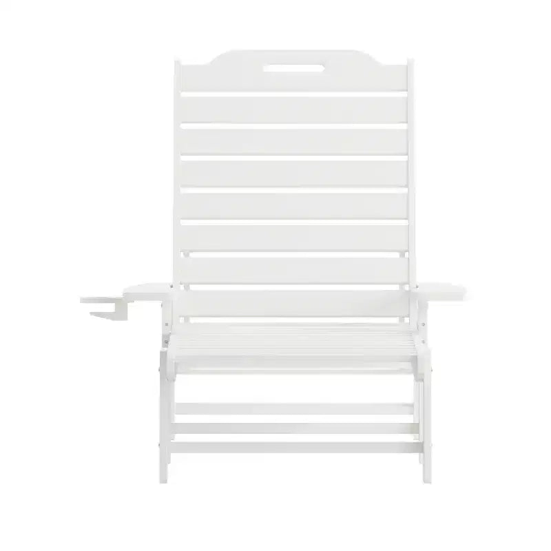 Flash Furniture Monterey Adjustable Adirondack Lounger with Cup Holder- All-Weather Indoor/Outdoor HDPE Lounge Chair