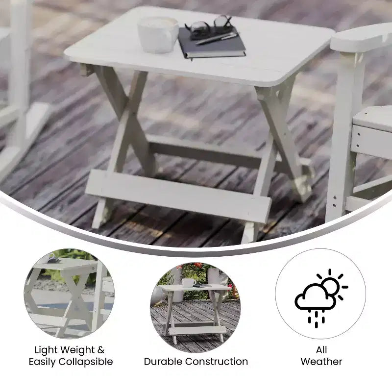 Flash Furniture Halifax Outdoor Folding Side Table, Portable All-Weather HDPE Adirondack Side Table