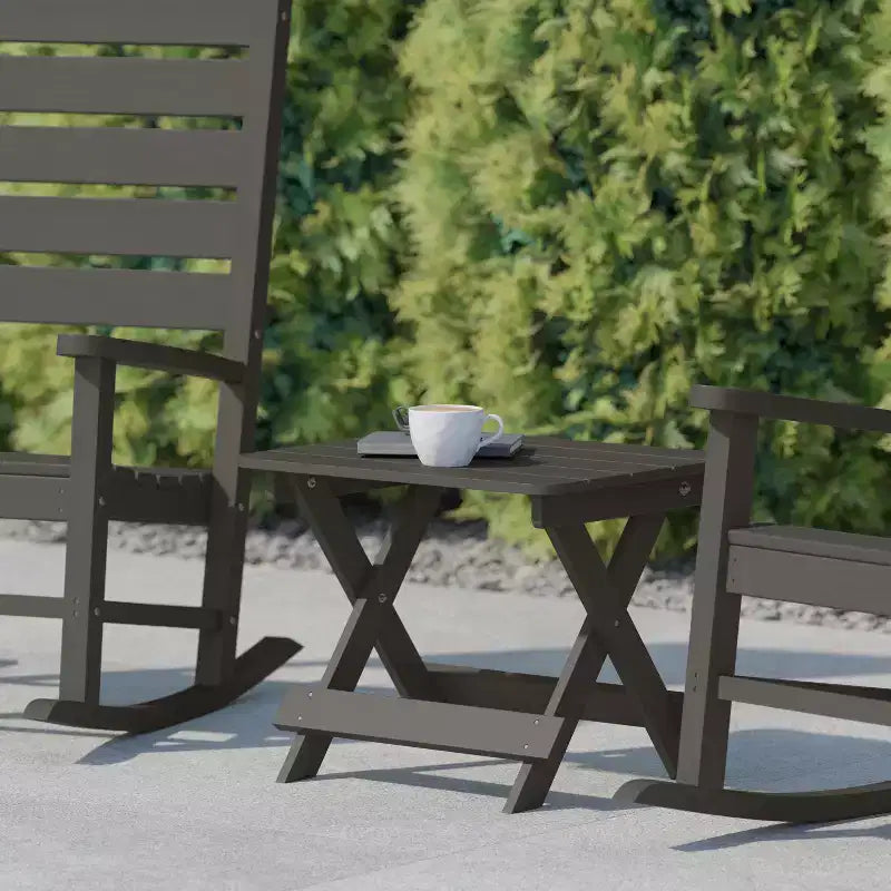 Flash Furniture Halifax Outdoor Folding Side Table, Portable All-Weather HDPE Adirondack Side Table