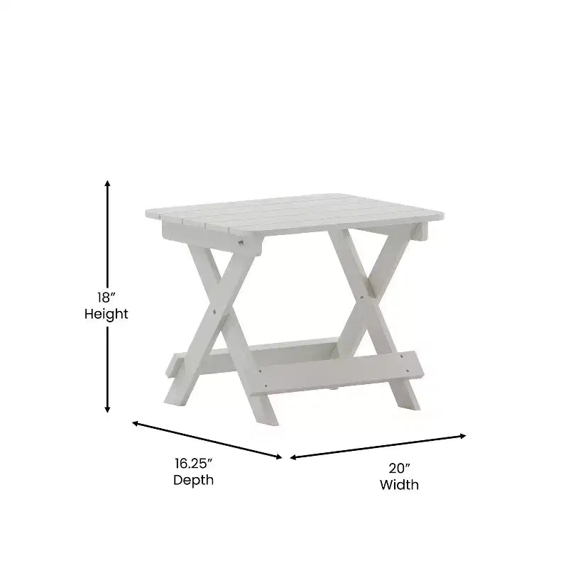 Flash Furniture Halifax Outdoor Folding Side Table, Portable All-Weather HDPE Adirondack Side Table
