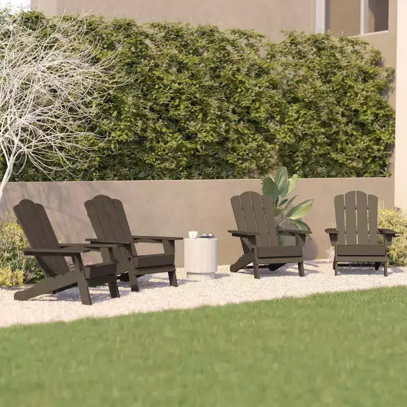 Flash Furniture Newport Adirondack Chair with Cup Holder, Weather Resistant HDPE Adirondack Chair