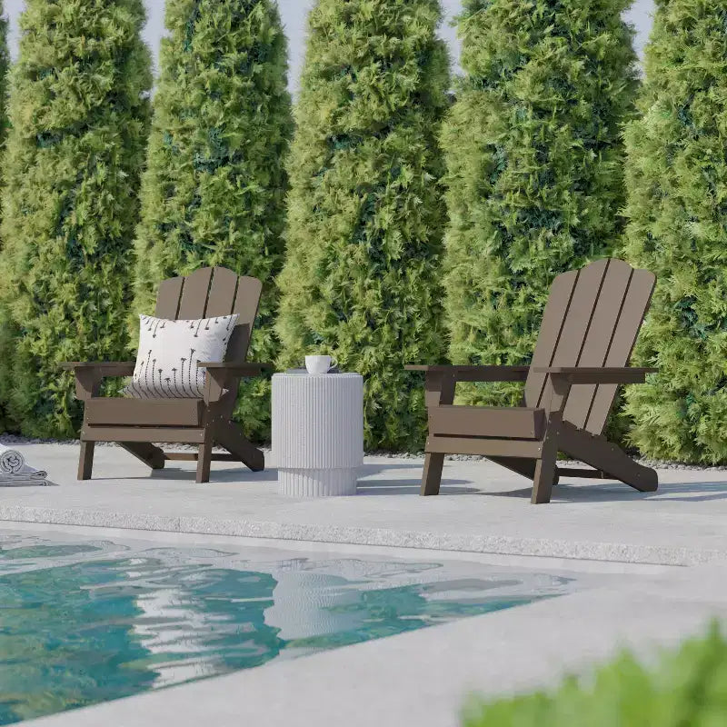 Flash Furniture Newport Adirondack Chair with Cup Holder, Weather Resistant HDPE Adirondack Chair