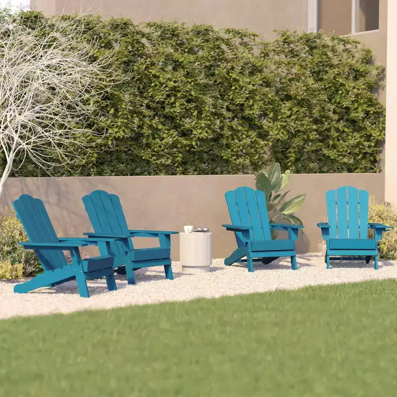 Flash Furniture Newport Adirondack Chair with Cup Holder, Weather Resistant HDPE Adirondack Chair