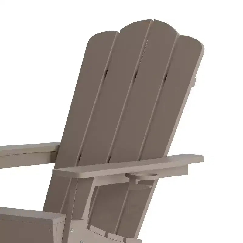 Flash Furniture Newport Adirondack Chair with Cup Holder, Weather Resistant HDPE Adirondack Chair