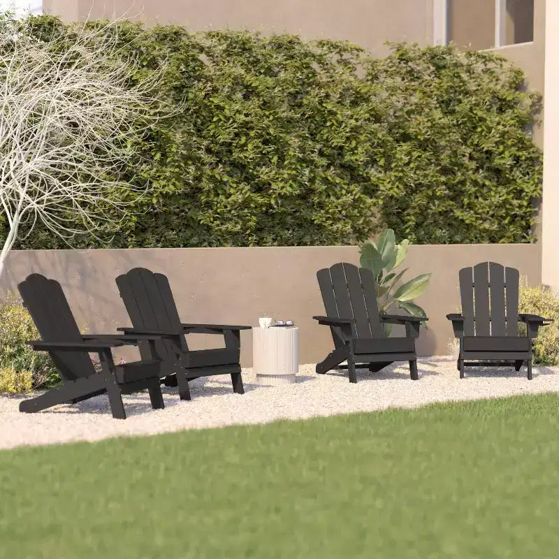 Flash Furniture Newport Adirondack Chair with Cup Holder, Weather Resistant HDPE Adirondack Chair