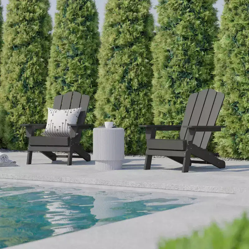 Flash Furniture Newport Adirondack Chair with Cup Holder, Weather Resistant HDPE Adirondack Chair