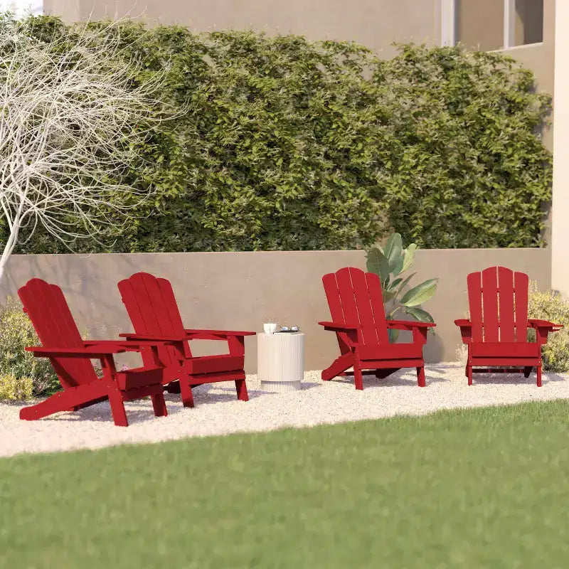 Flash Furniture Newport Adirondack Chair with Cup Holder, Weather Resistant HDPE Adirondack Chair