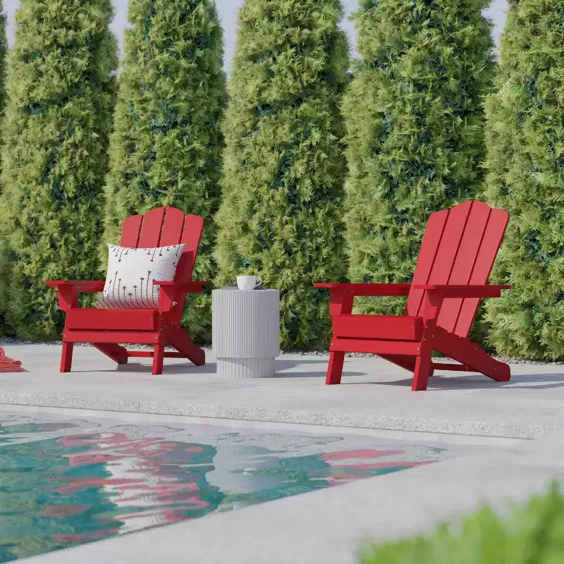 Flash Furniture Newport Adirondack Chair with Cup Holder, Weather Resistant HDPE Adirondack Chair