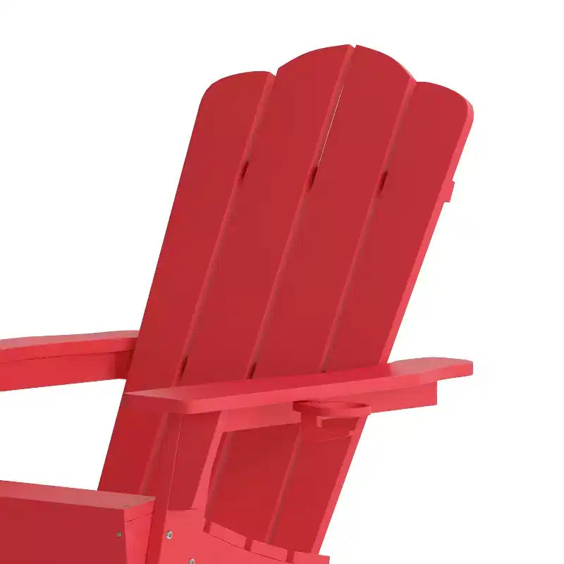 Flash Furniture Newport Adirondack Chair with Cup Holder, Weather Resistant HDPE Adirondack Chair