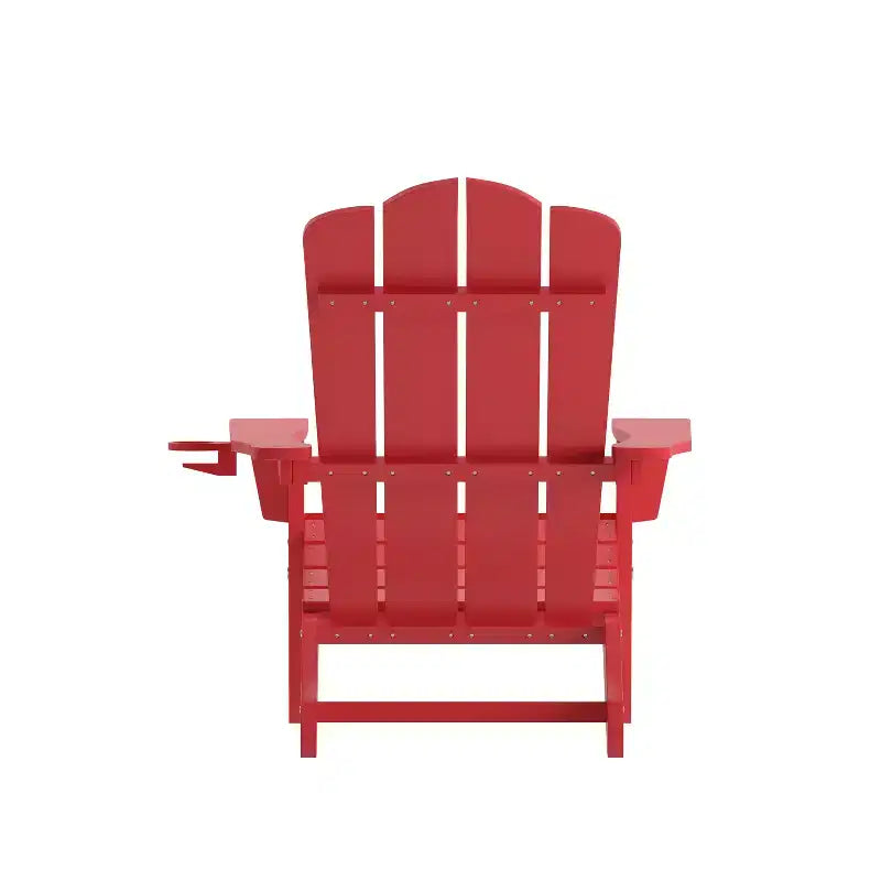 Flash Furniture Newport Adirondack Chair with Cup Holder, Weather Resistant HDPE Adirondack Chair