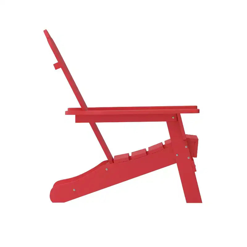 Flash Furniture Newport Adirondack Chair with Cup Holder, Weather Resistant HDPE Adirondack Chair