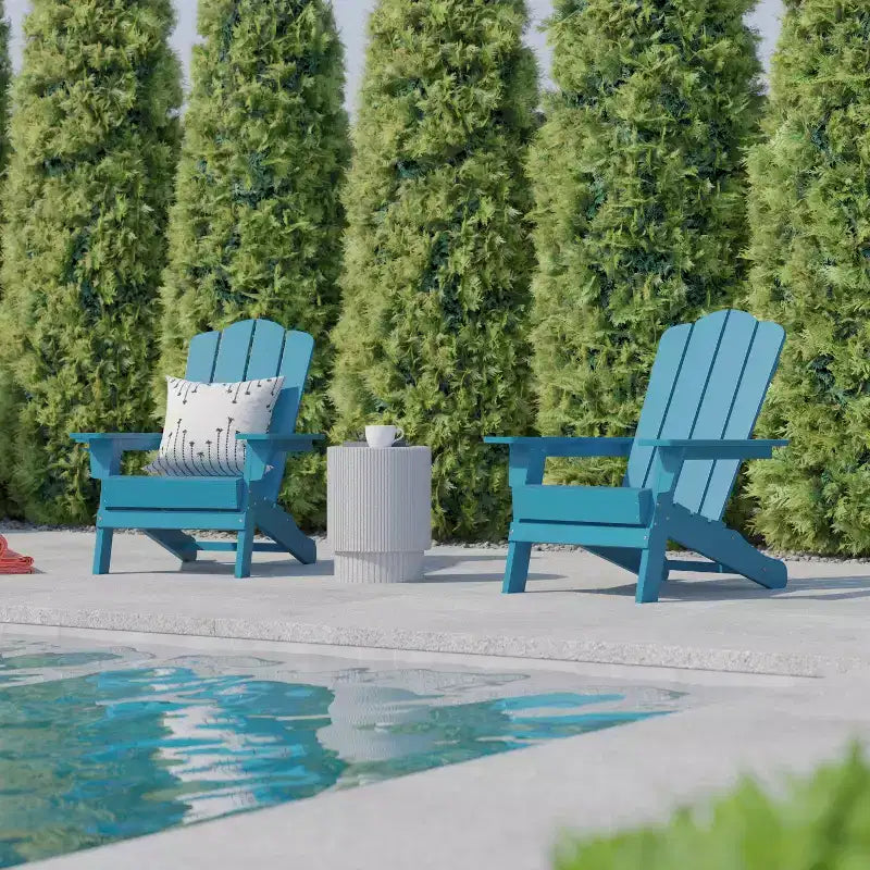 Flash Furniture Newport Adirondack Chair with Cup Holder, Weather Resistant HDPE Adirondack Chair