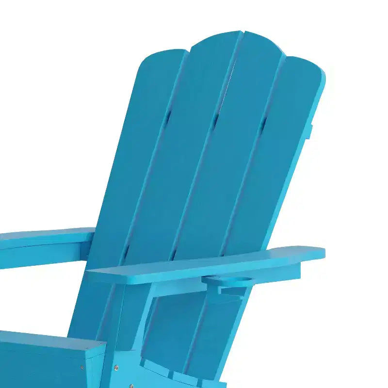 Flash Furniture Newport Adirondack Chair with Cup Holder, Weather Resistant HDPE Adirondack Chair