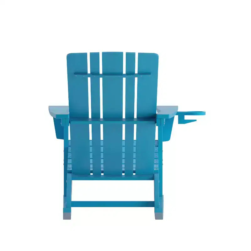 Flash Furniture Halifax HDPE Adirondack Chair with Cup Holder and Pull Out Ottoman, All-Weather HDPE Indoor/Outdoor Chair
