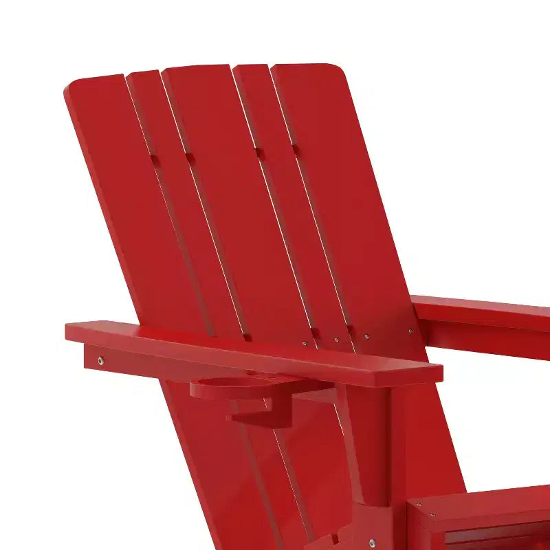 Flash Furniture Halifax HDPE Adirondack Chair with Cup Holder and Pull Out Ottoman, All-Weather HDPE Indoor/Outdoor Chair