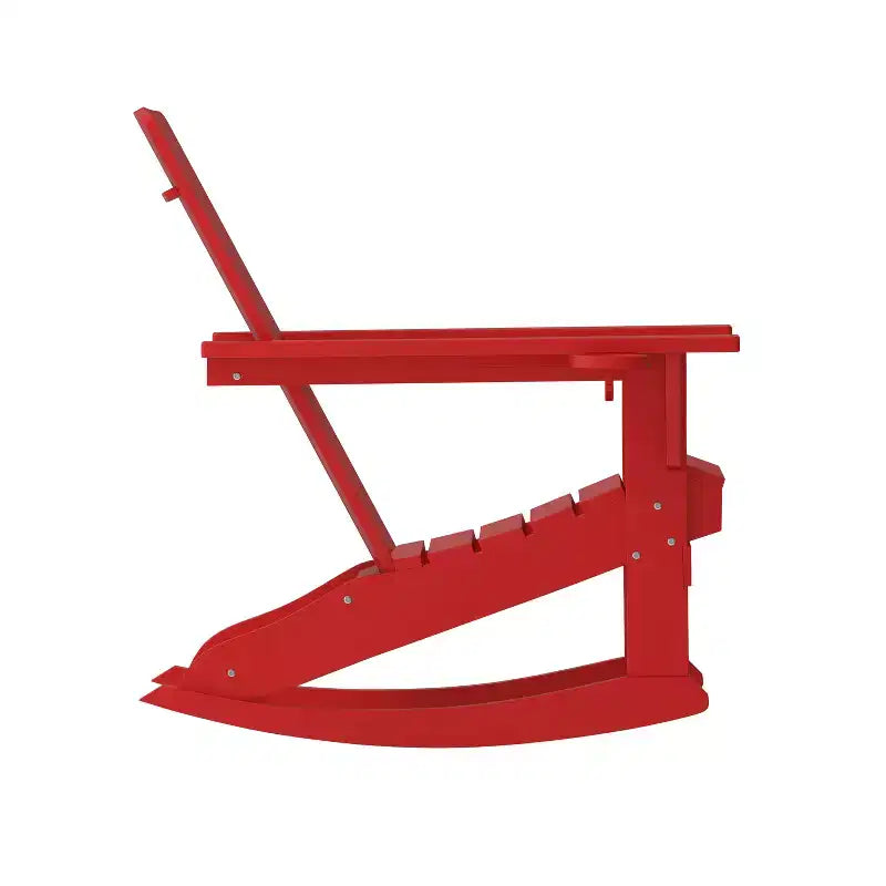 Flash Furniture Halifax HDPE Adirondack Chair with Cup Holder and Pull Out Ottoman, All-Weather HDPE Indoor/Outdoor Chair