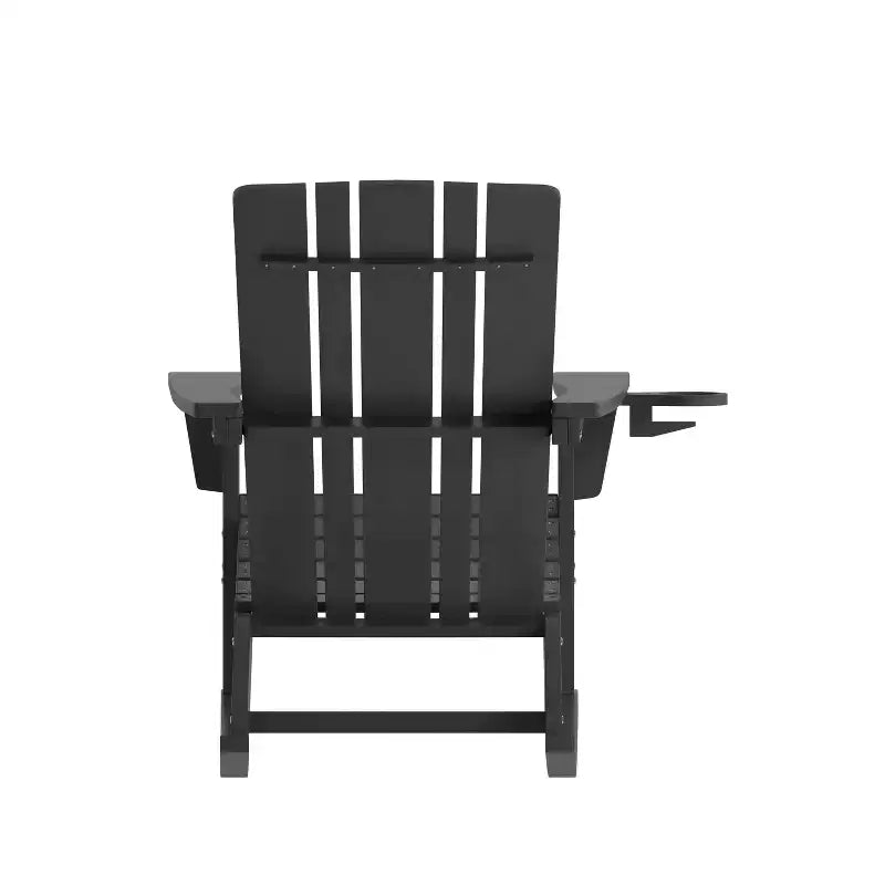 Flash Furniture Halifax HDPE Adirondack Chair with Cup Holder and Pull Out Ottoman, All-Weather HDPE Indoor/Outdoor Chair