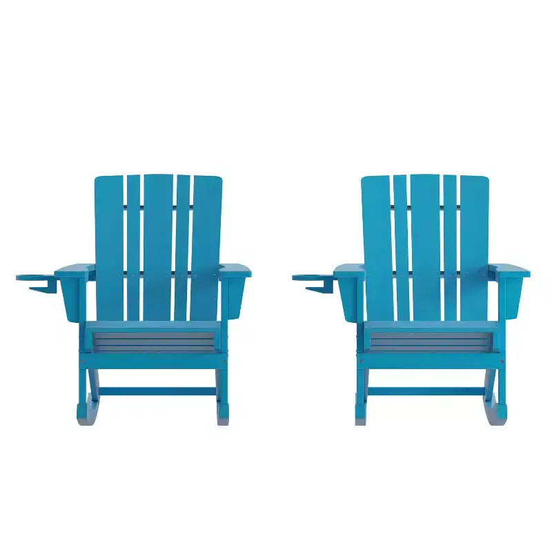 Flash Furniture Halifax HDPE Adirondack Chair with Cup Holder and Pull Out Ottoman, All-Weather HDPE Indoor/Outdoor Chair