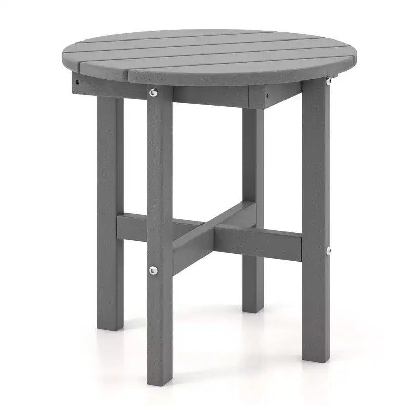 Costway Patio 18'' Adirondack Round Side Table All Weather HDPE End Table Outdoor Grey
